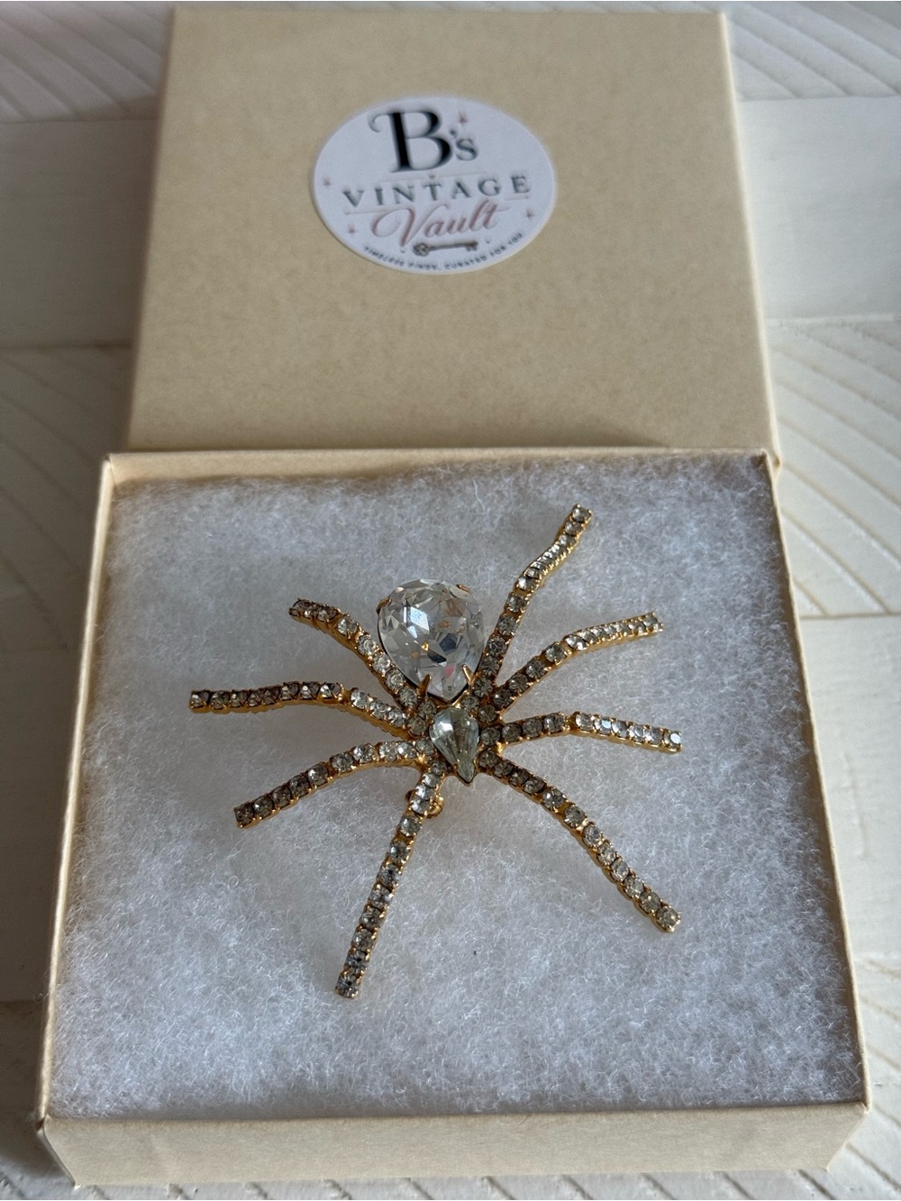 Vintage IVANA Gold Crystal Spider Brooch & Pendant